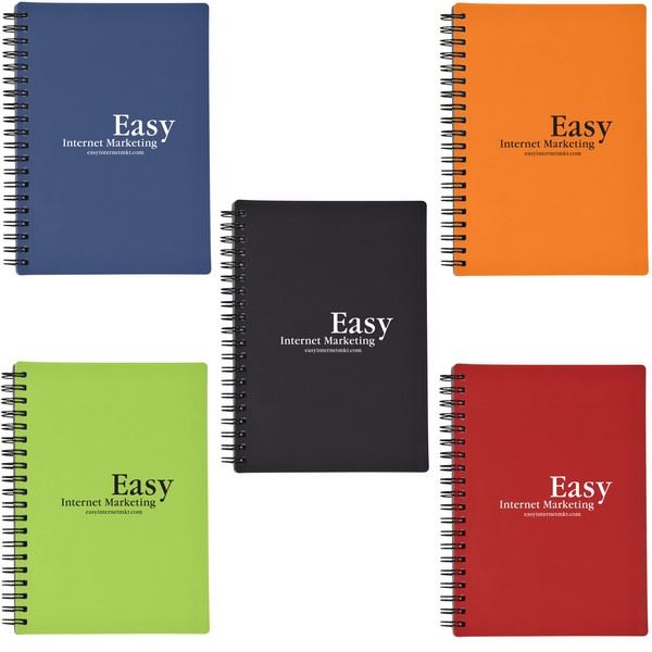SH6111 5" X 7" Rubbery Spiral Notebook With Custom Imprint